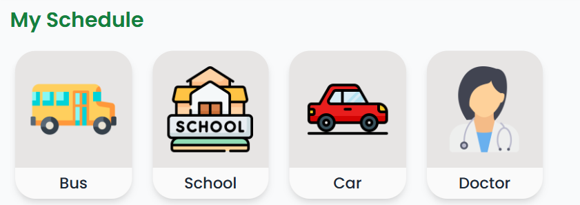 Visual schedule showing a routine change with a doctor visit added