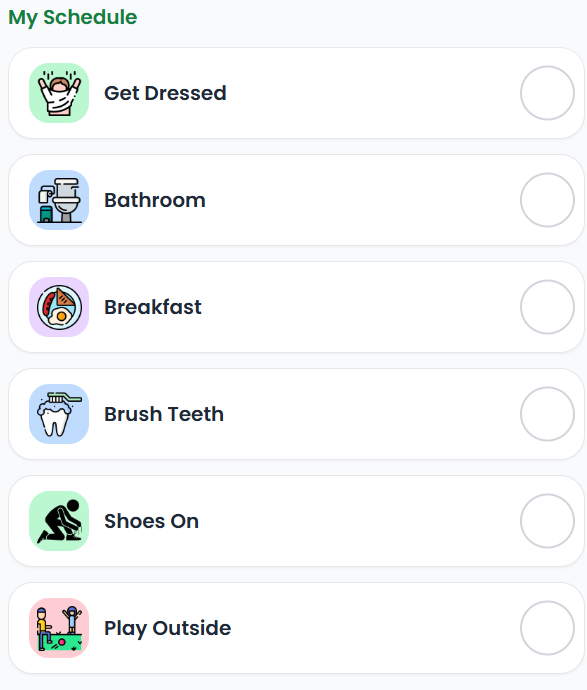 Full day visual schedule example
